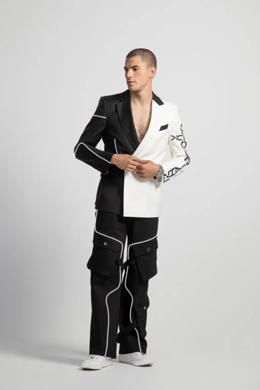 Reflective lined tailored jacket white