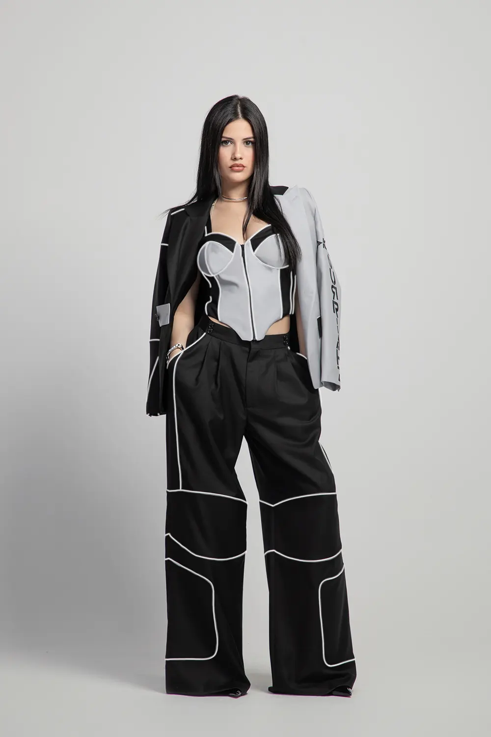Wide reflective pants Wide reflective pants